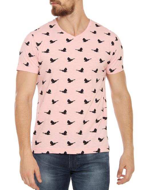 pink cotton all over print tshirt - 15086369 - Very Small Image - 1
