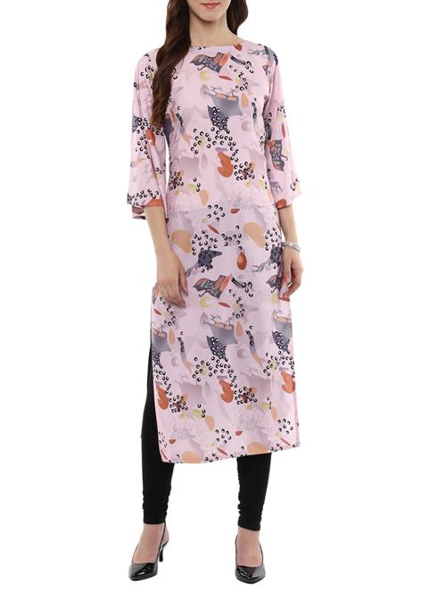 pink crepe straight kurta - 15086741 - Very Small Image - 1