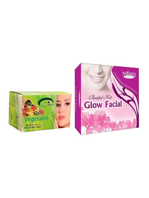 nature's essence bridal kit glow facial 180g  + 40ml, pink root vegetable bleach 250g - 15087111 - Very Small Image - 1