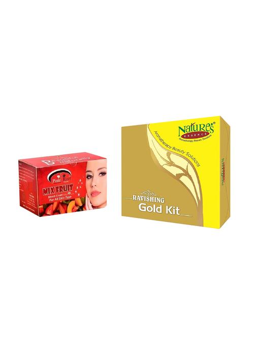 nature's essence ravishing mini gold kit 52g + 60ml, pink root mix fruit bleach 250g - 15087152 - Very Small Image - 1
