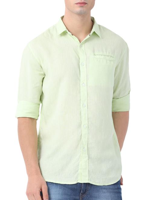 green linen casual shirt - 15087208 - Very Small Image - 1