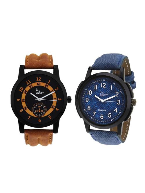 shunya analog round dial combo watches - for men pack-2 - 15087704 - Very Small Image - 1