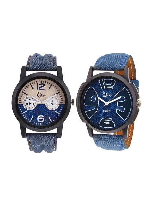 shunya sf104106 blue and blue stylish strap wrist watch combo for men's and boy's - 15088076 - Very Small Image - 1