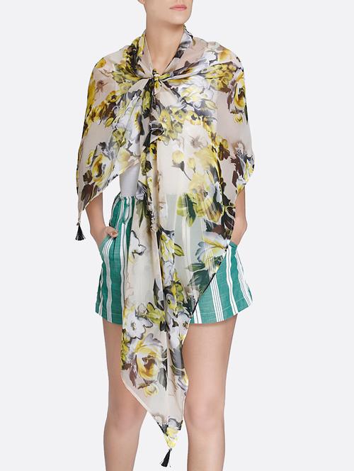 white georgette scarf - 15090426 - Very Small Image - 1