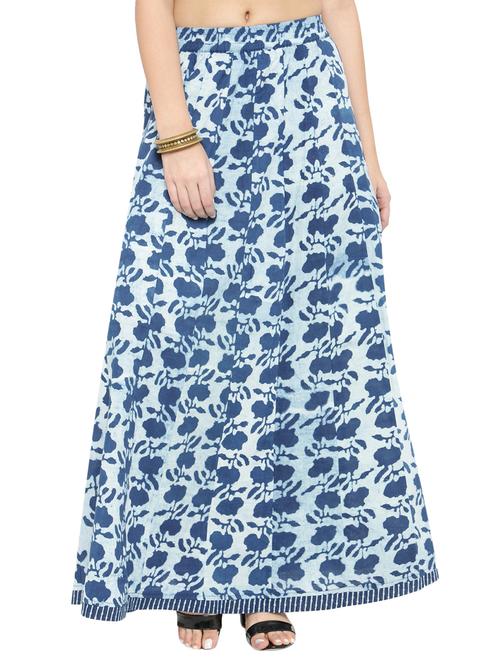 indigo printed a-line skirt - 15090952 - Very Small Image - 1