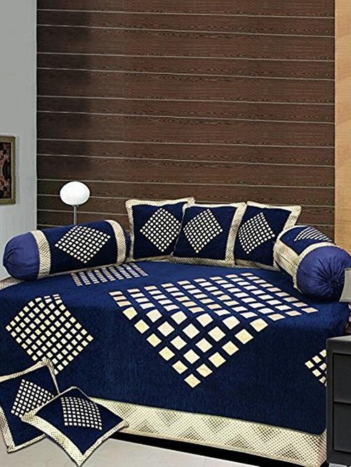 valvet diwan set (1 single bedsheet 5 cushion cover 2 bolster cover )set of 8 pcs - 15091422 - Very Small Image - 1