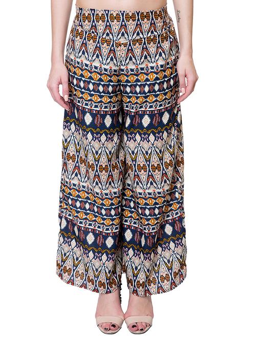 beige printed crepe palazzo - 15091606 - Very Small Image - 1