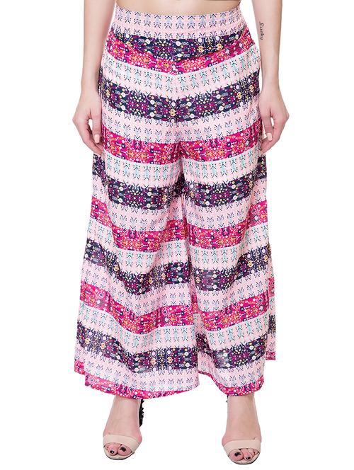 white printed crepe palazzo - 15091613 - Very Small Image - 1