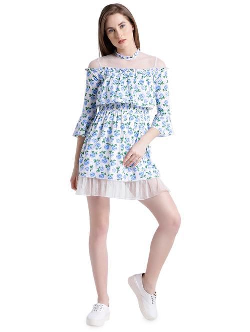 blue floral cotton a-line dress - 15092406 - Very Small Image - 1
