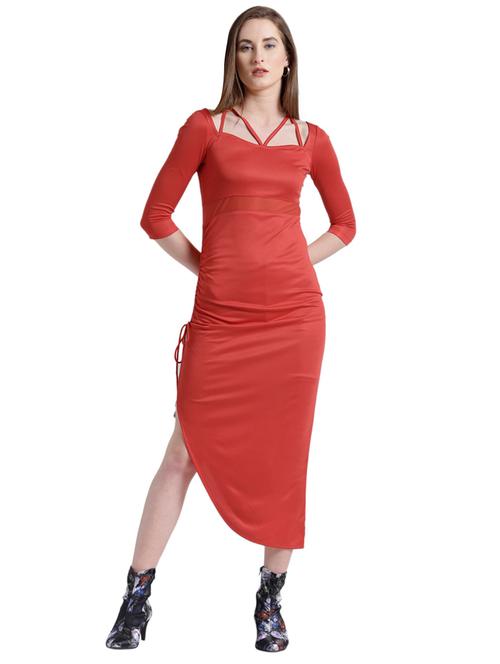 red solid asymmetric dress - 15092415 - Very Small Image - 1