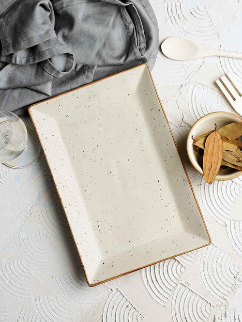 handcrafted cream matte finish 12"x8"serving platter - 15092502 - Very Small Image - 1