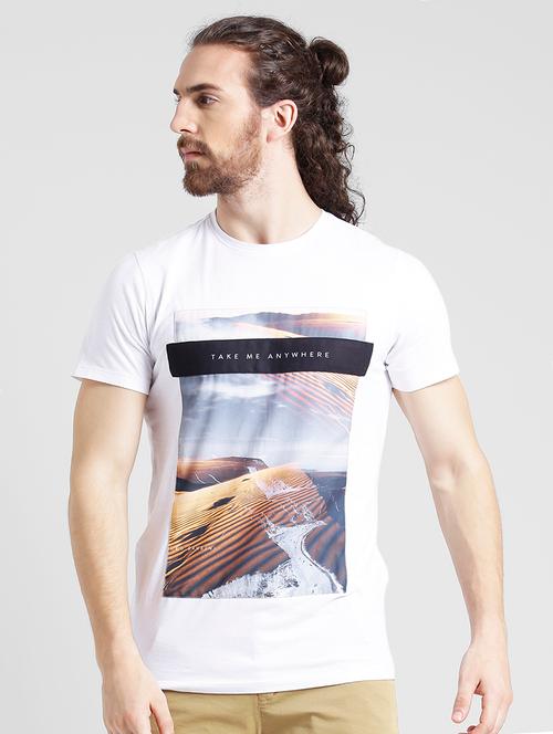 white cotton front print tshirt - 15092919 - Very Small Image - 1
