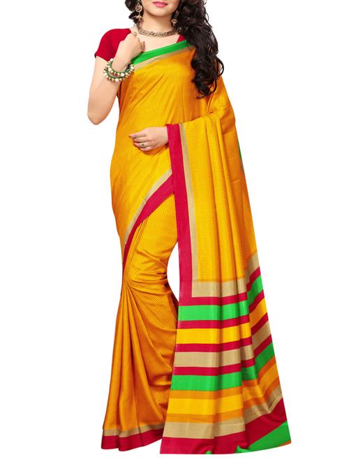 contrast bordered  saree with blouse - 15096589 - Very Small Image - 1
