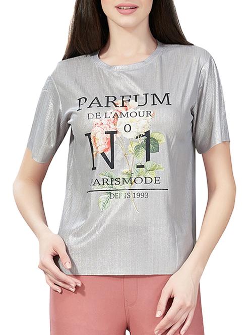 silver graphic printed tee - 15098390 - Very Small Image - 1