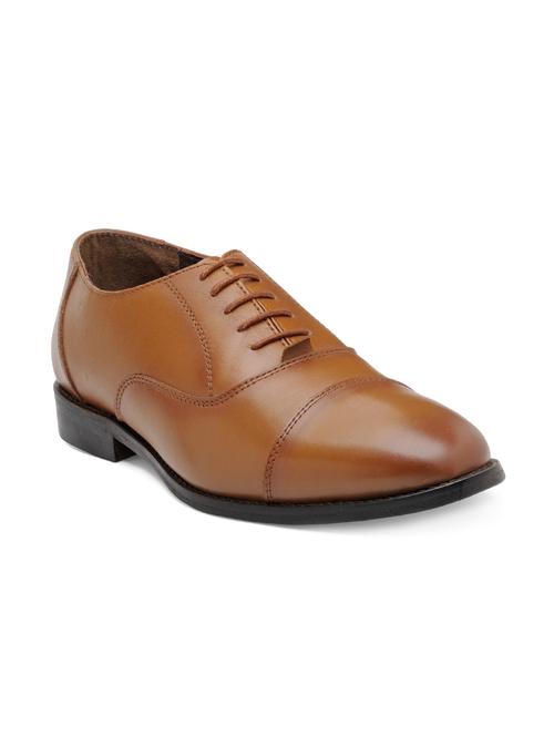 Tan Leather Laceup Oxfords - 15099162 - Very Small Image - 1
