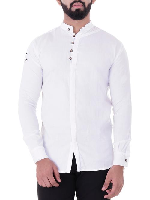 white solid casual shirt - 15099730 - Very Small Image - 1
