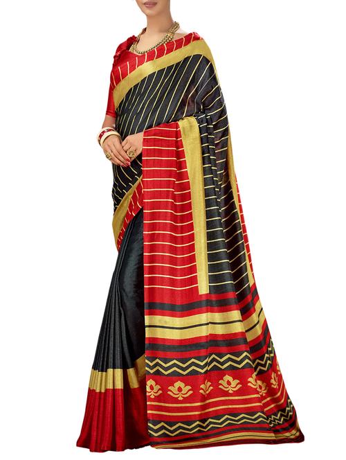 black khadi half & half saree with blouse - 15100034 - Very Small Image - 1