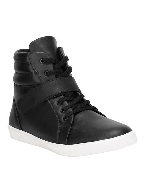 black leatherette lace up sneaker - 15101779 - Very Small Image - 1