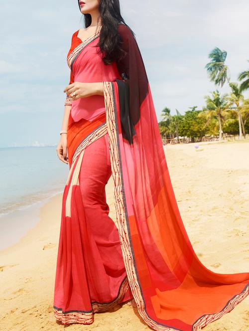 women's printed red colored saree - 15102788 - Very Small Image - 1