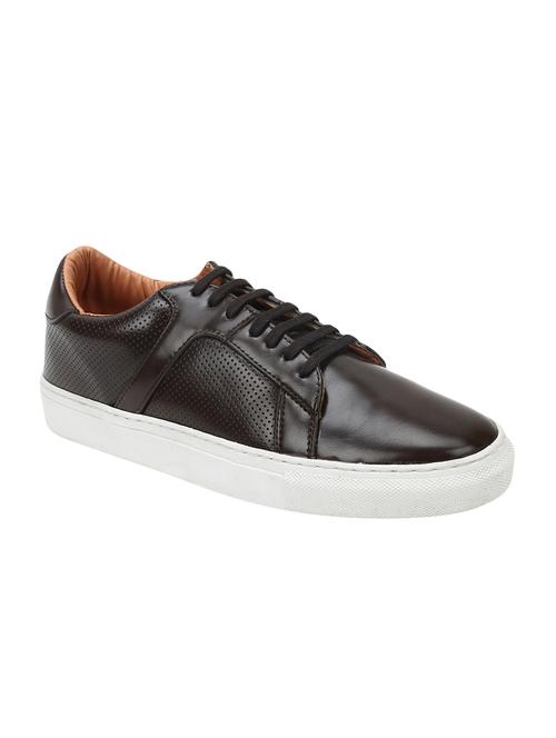 brown leatherette lace up sneaker - 15103350 - Very Small Image - 1