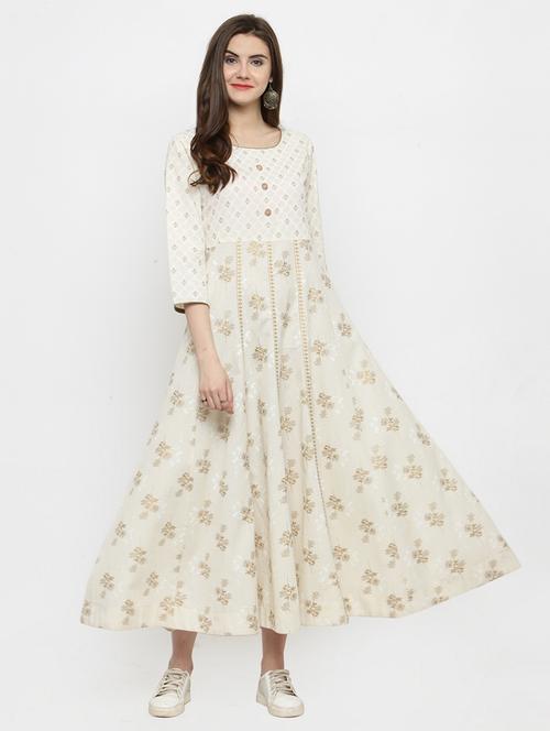 white printed maxi dress - 15104170 - Very Small Image - 1
