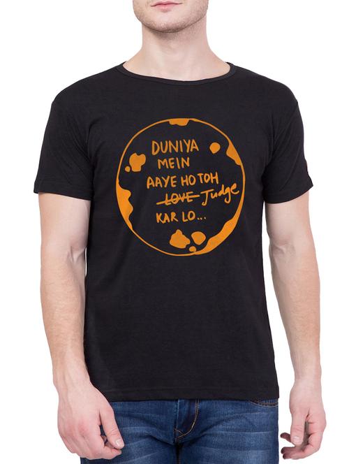 black cotton chest print t-shirt - 15104264 - Very Small Image - 1