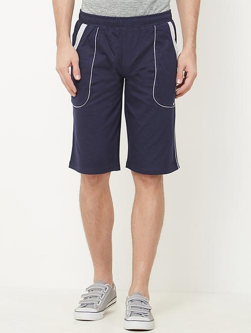 navy blue cotton blend shorts - 15104290 - Very Small Image - 1