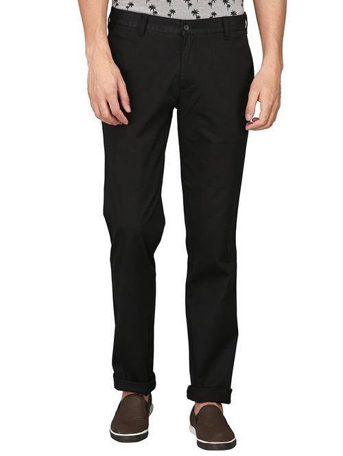 black cotton flat front trouser - 15104441 - Very Small Image - 1