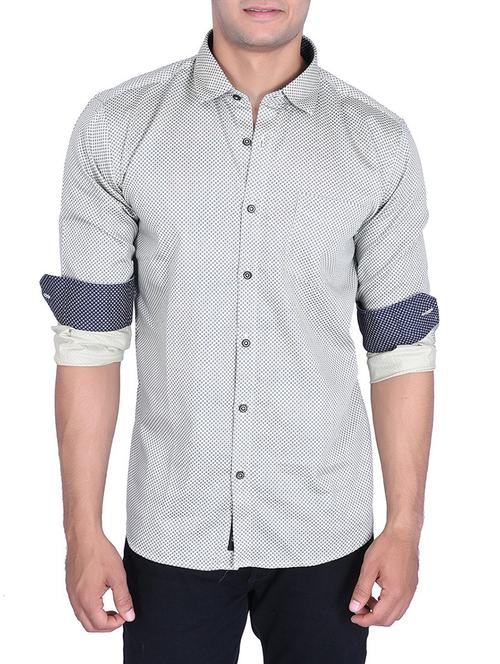 mens micro print casual shirt - 15105321 - Very Small Image - 1
