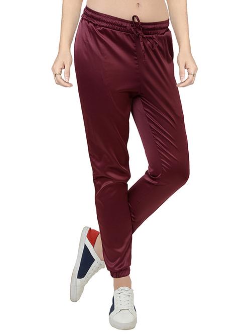 purple solid satin track pant - 15105337 - Very Small Image - 1