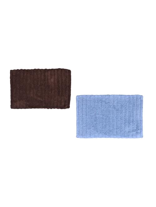 ribbed cotton mat set of 2, 830 gsm, (brown and blue) - 15106291 - Very Small Image - 1