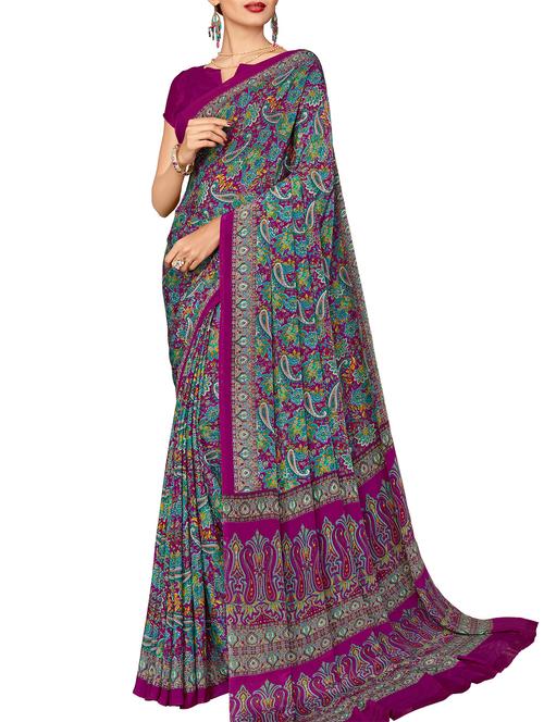 grey printed saree with blouse - 15106994 - Very Small Image - 1
