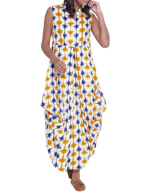 cowl tie & dye  fusion kurta - 15107032 - Very Small Image - 1