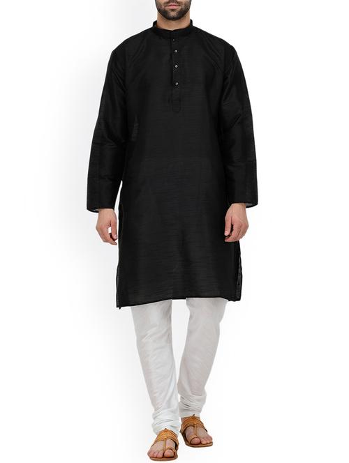 black silk blend kurta pyjama set - 15107155 - Very Small Image - 1