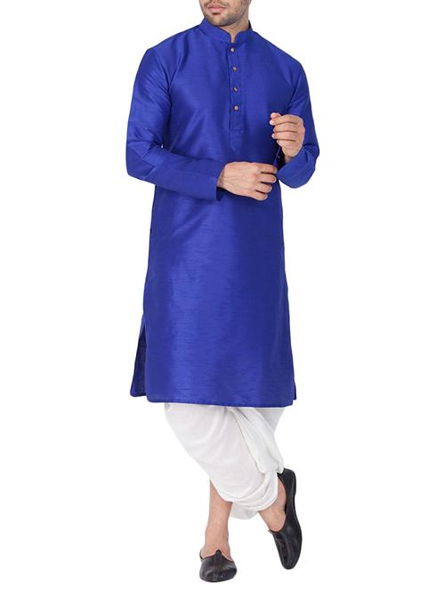 blue silk blend dhoti kurta set - 15107161 - Very Small Image - 1