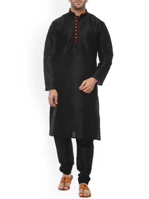 black viscose kurta pyjama set - 15107171 - Very Small Image - 1