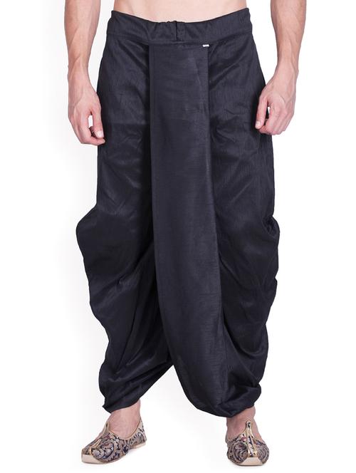 black silk blend dhoti - 15107177 - Very Small Image - 1