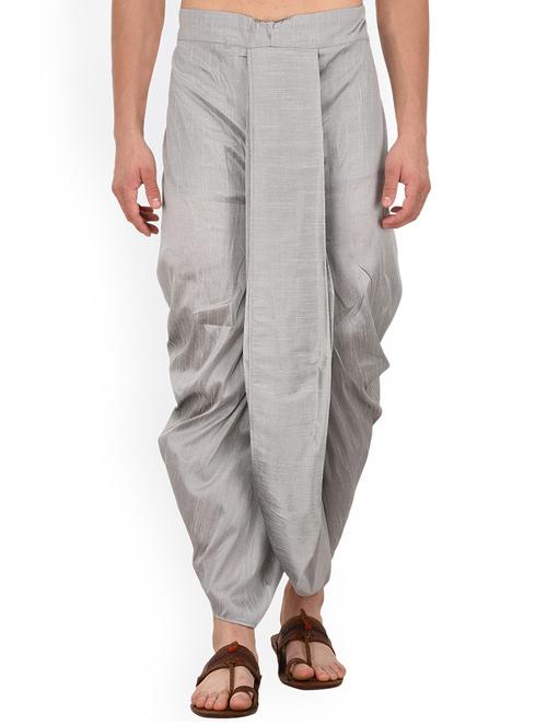 grey silk blend dhoti - 15107181 - Very Small Image - 1