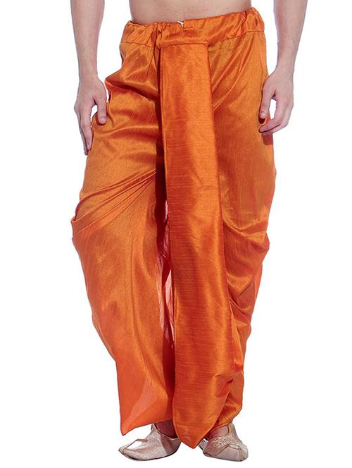 orange silk blend dhoti - 15107182 - Very Small Image - 1