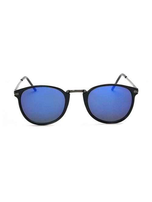 stacle raised metal bridge uv protected retro round unisex sunglasses (st19444|blue mirrored lens) - 15107681 - Very Small Image - 1