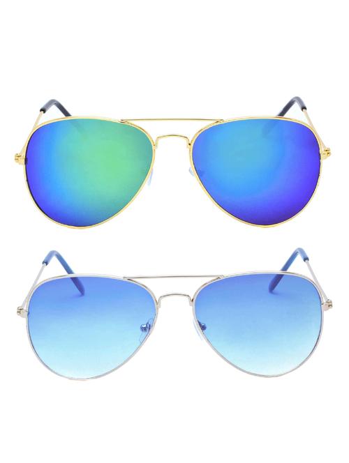 stacle premium flash mirrored aviator sunglasses (combo pack of 2) (st5203|58|blue) - 15107733 - Very Small Image - 1