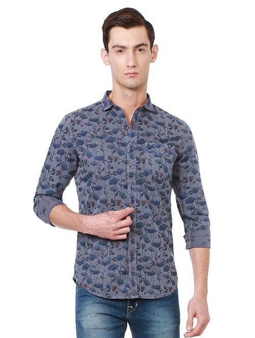 blue printed casual shirt - 15109562 - Very Small Image - 1