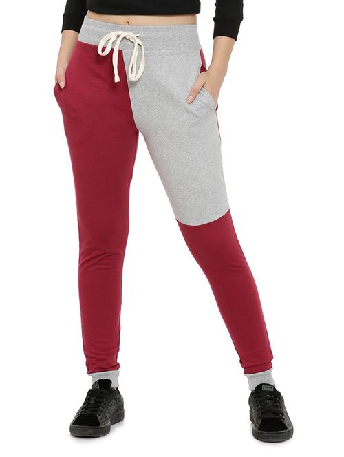 red solid cotton track pant - 15110304 - Very Small Image - 1