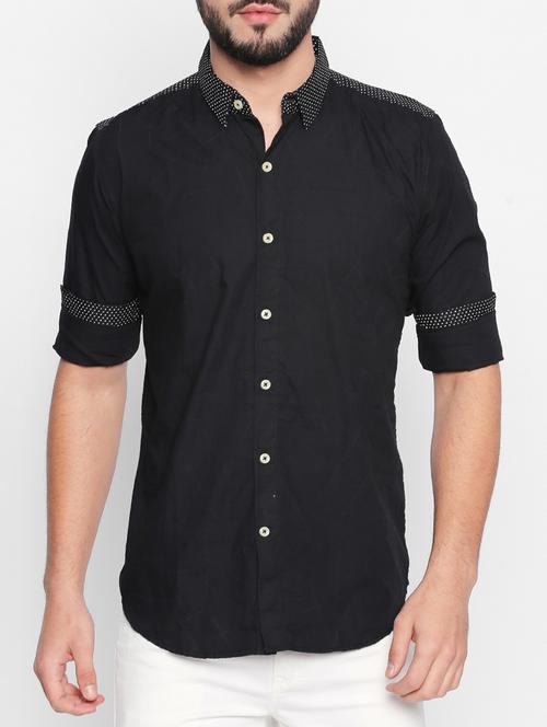 black cotton casual shirt - 15111146 - Very Small Image - 1