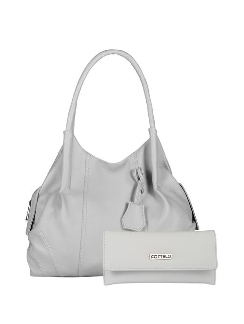 grey leatherette (pu) combo handbag - 15112727 - Very Small Image - 1
