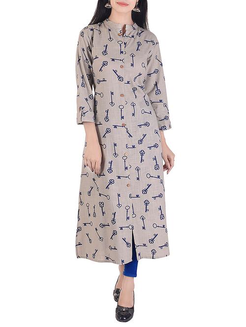 grey viscose straight kurta - 15113074 - Very Small Image - 1