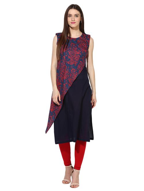 blue cotton layered kurta - 15113437 - Very Small Image - 1