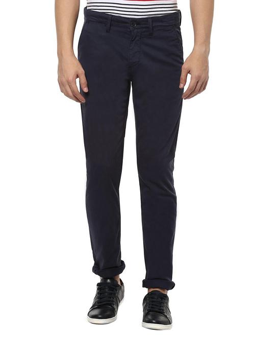 blue cotton blend chinos - 15116060 - Very Small Image - 1