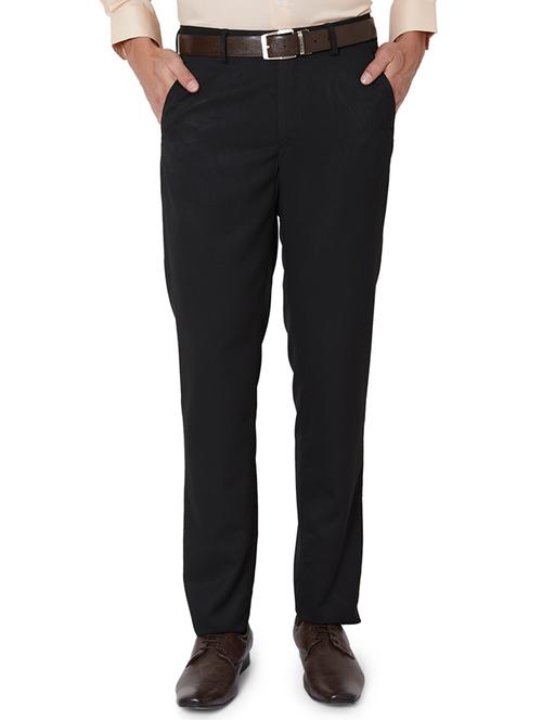 black polyester blend flat front formal trouser - 15116331 - Very Small Image - 1