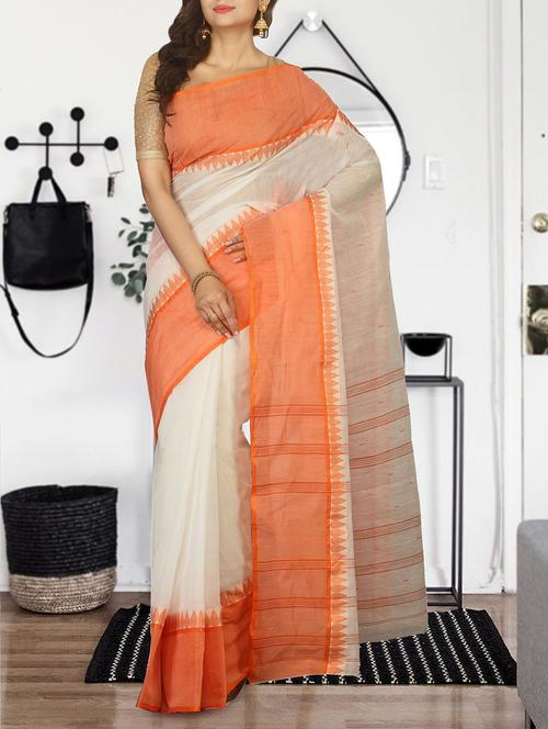 white cotton tant saree - 15116627 - Very Small Image - 1